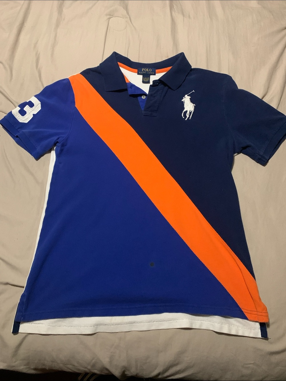 Polo by Ralph Lauren Navy & Orange Diagonal Stripe Polo